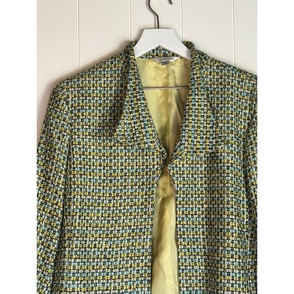Austin Reed · Tweed Open Blazer · Cotton Linen Blend · Blue Yellow · Size 14 - Picture 2 of 9